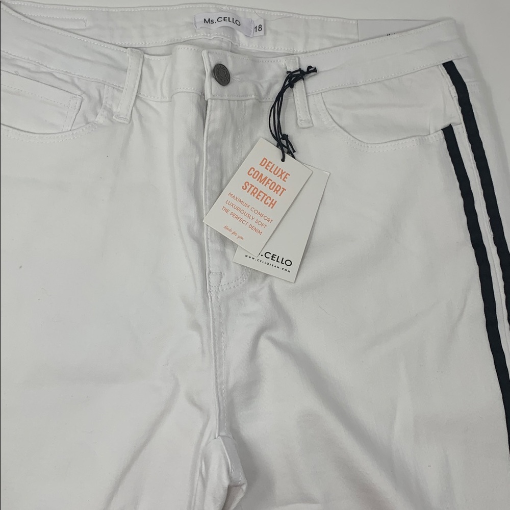 Cello White Pants with Black Side Stripe